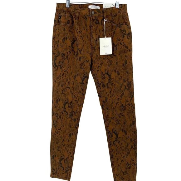 KanCan High Rise Skinny Jeans Size 30 Brown Snake Reptile Print Stretch Denim - Picture 1 of 11